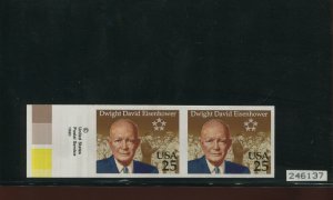 Scott 2513p Eisenhower Proof Imperf Pair of 2 Stamps w/PF Cert (Stock 2513-1)