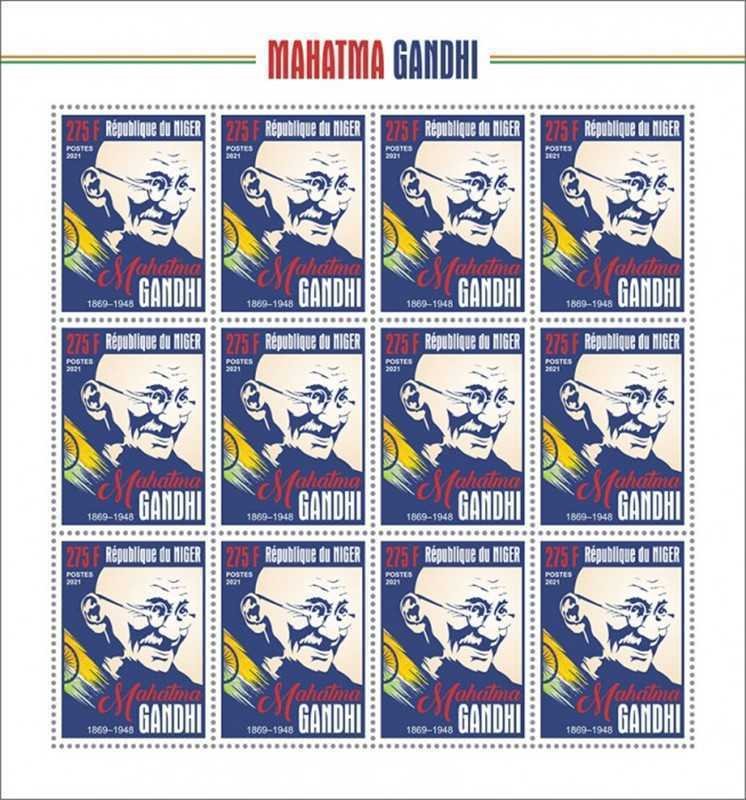 Niger - 2021 Indian Leader Mahatma Gandhi - 12 Stamp Sheet - NIG210331c