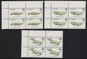 Somalia Crocodiles Corner Blocks of 4 2000 MNH MI#839-841