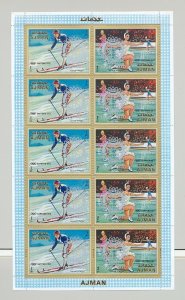 Ajman 1970 Rotary o/p Olympics 6v in 3v Pairs 3v Perf & Imperf M/S of 5 Pairs