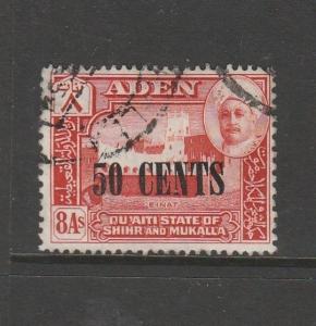 Aden Quaiti state in Hadhramaut 1951 Opt 50c on 8as Used SG 24