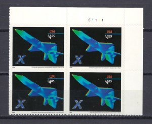 U.S. #4018 MINT, NH $4.05  X-PLANE PLATE BLOCK - PRICED AT FACE VALUE !