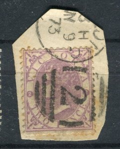 VICTORIA; 1873 classic early QV fine used Postmark PIECE 2d. Postmark '2'