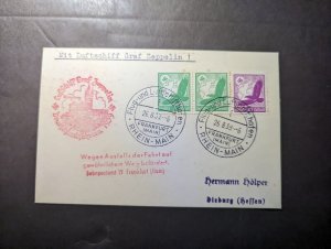 1939 Germany LZ 130 Graf Zeppelin II Airmail Cover to Dieburg Germany