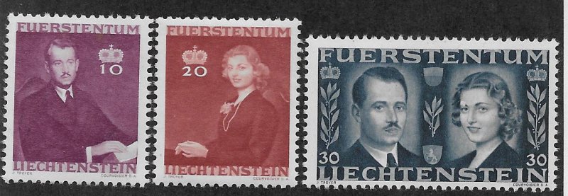 LIECHTENSTEIN SC# 185-87 FVF/MOG 1943