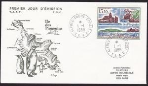 FRENCH ANTARCTIC TAAF 1988 3 FDCs - Penguin Is, Map, Petrel................70245