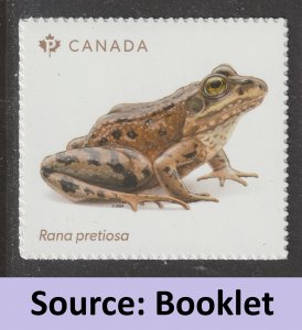 Canada 3421 Endangered Frogs Rana Pretiosa P single (from booklet) MNH 2024