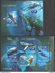 2015 Togo Fish & Marine Life Whales Species With Localisations Kb+Bl ** Tg059