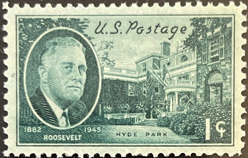 Scott #930 1945 1¢ Roosevelt and Hyde Park MNH OG XF