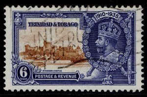 TRINIDAD & TOBAGO GV SG241, 6c brown & deep blue, FINE USED.