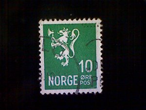 Norway (Norge), Scott #192, used (o), 1940, Lion Rampant, 10 øre, green