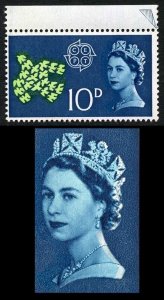 SG628 1961 10d CEPT with Colour Shift on Queens Head (White at Right) U/M