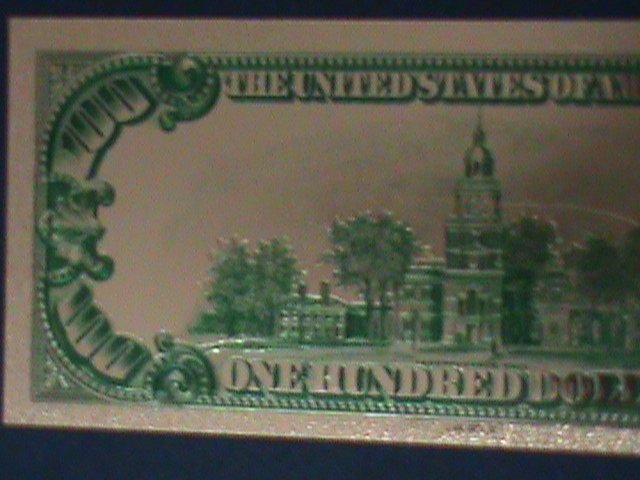 ​UNITED STATES-1928 CAT.#403- 24 KARAT GOLD REPLICA $100  -VF WITH CERTIFICATE