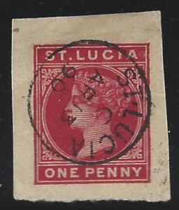 St. Lucia used  1890 CUT SQUARE