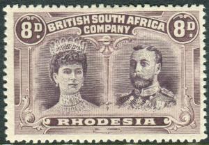 RHODESIA-1910-13 8d Dull Purple & Purple.  A mounted mint example Sg 147