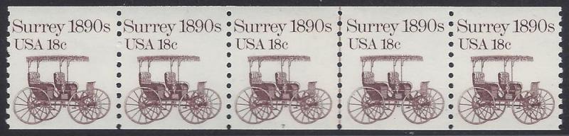 #1907 18c Surrey 1890s PNC Strip/5 P#7 1981 Mint NH