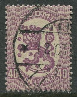 Finland - Scott 94- Arms of Republic -1917- Used - Single 40p Stamp