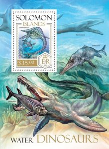 SOLOMON IS. - 2013 - Water Dinosaurs - Perf Souv Sheet - Mint Never Hinged