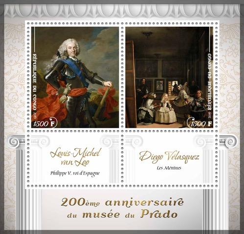 CONGO - 2019 - Prado Museum, van Loo, Velasquez - Perf 2v Sheet - MNH