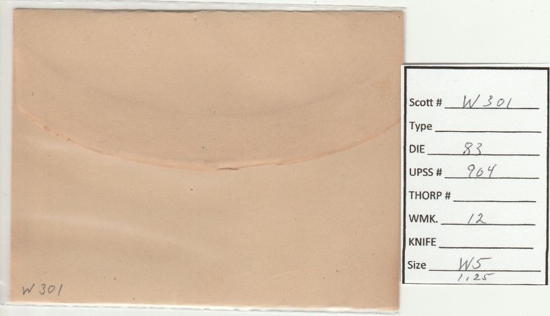 Scott# U301   Die83   UPSS#904 US envelope.