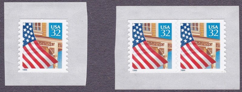 Triple 32c Liner Less Flag US #3133 MNH F-VF