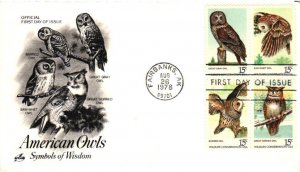 #1763a American Owls – Artcraft Cachet