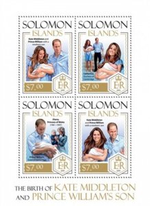 Solomon Islands - 2013 Prince George Birth - 4 Stamp Sheet - 19M-335