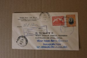 1928 First Day Air Mail Port-Au-Prince To Santiago De Cuba (Pilot Signed Cover)