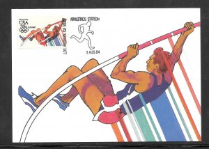 Just Fun Co #C112 ATHLETICS STATION AUG/3/1984 Maximum Card USPS Cachet (my4942)