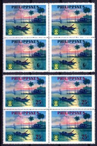 Philippines 1960 Sc#817/818 WORLD REFUGEE YEAR/SUNSET MANILA BAY Block of 4 MNH