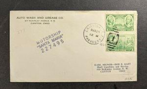 1937 SS Santa Maria Sea Post Cover Cristobal Canal Zone to Canton Ohio