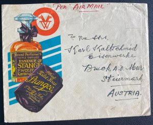 1932 Singapore Straits Settlement Advertising Airmail  Cover To Austria Stangee