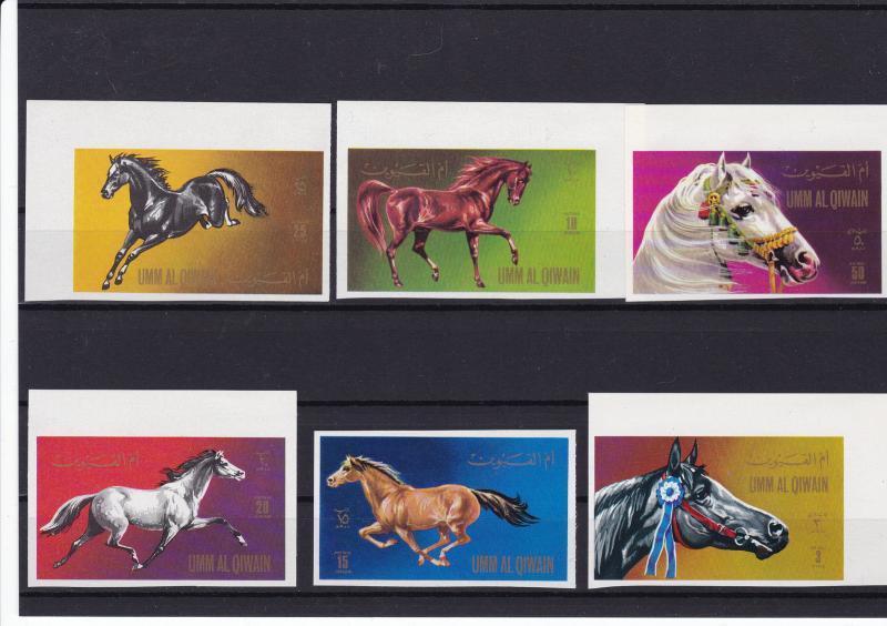 umm al qiwain mint never hinged imperf horses stamps ref r13803