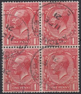 Great Britain 1912 Sg357 1d Bright Scarlet Block Of 4 Nice Cds