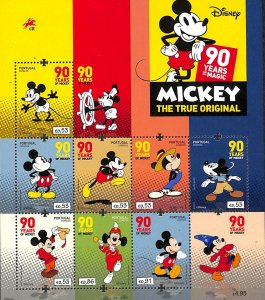 Portugal 2018, 90 years Mickey Mouse 8v m/s, MNH