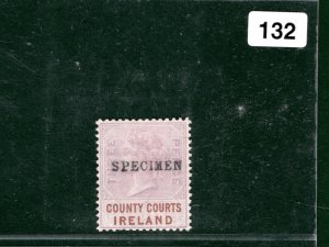 GB Ireland QV REVENUE Stamp  3d Lilac COUNTY COURTS *SPECIMEN* Mint MM WHITE132
