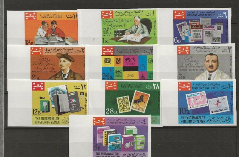 YEMEN MI 575-84 NH PERF & IMPERF SETS of 1968 - STAMPS-ON-STAMPS