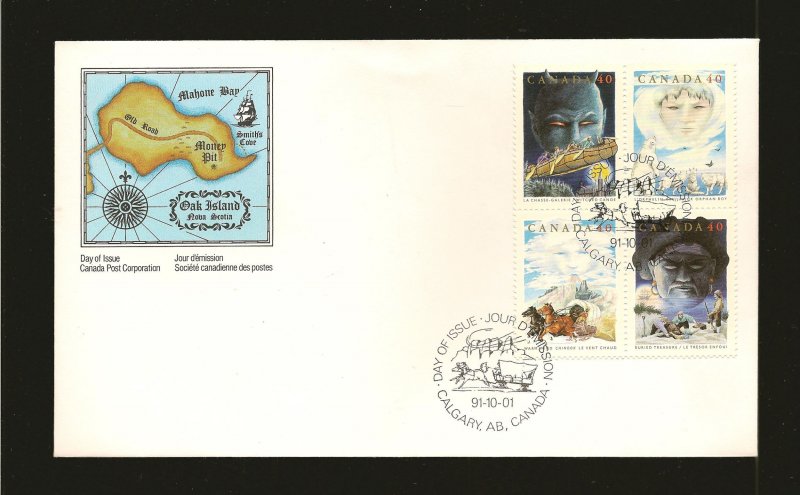 Canada SC#1337a Folklore Se-tenant Block of 4 Cachet First Day Cover