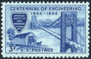 SC#1012 3¢ Engineering Centennial Single (1952) MNH