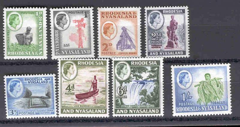 RHODESIA & NYASALAND 158-165 MNH