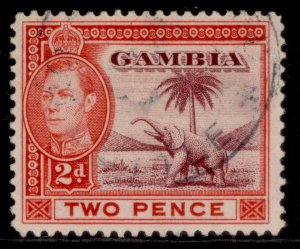 GAMBIA GVI SG153a, 2d lake and scarlet, FINE USED.