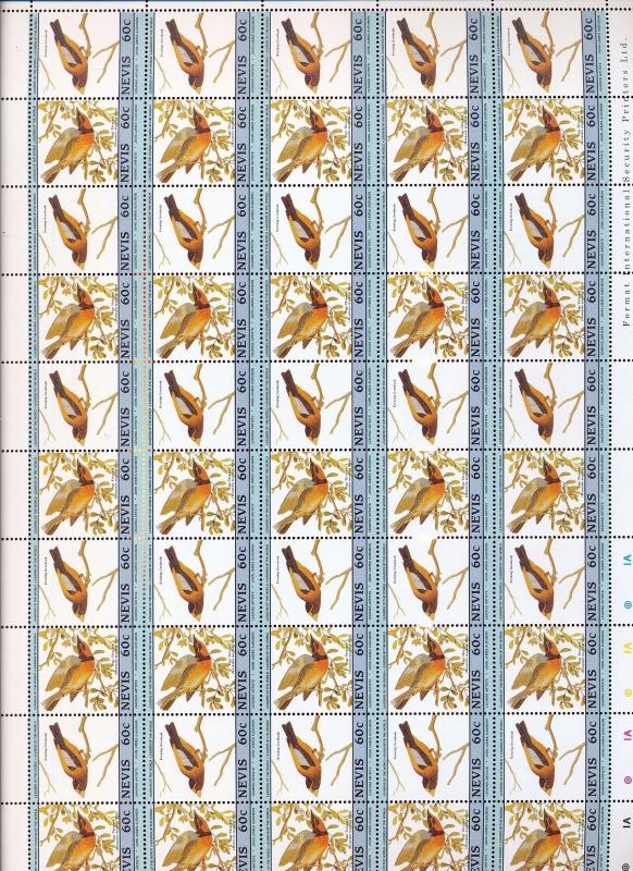 NEVIS Birds Wildlife Perf Sheets MNH x 8 (400 Stamps) You 981
