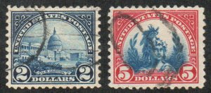 USA #572 - 573 VF used, $2 and $5 stamps, SUPER NICE! Retail $24