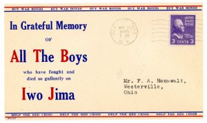 1945 US World War II Patriotic Cover In Grateful Memory Of All The Boys...