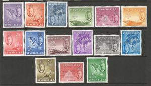 SEYCHELLES  1952  KGVI  PICTORIALS  SET 15  MLH  SG 158/72 