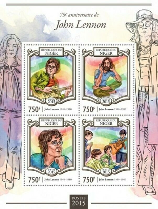 Niger - 2015 John Lennon - 4 Stamp Sheet - 14A-553