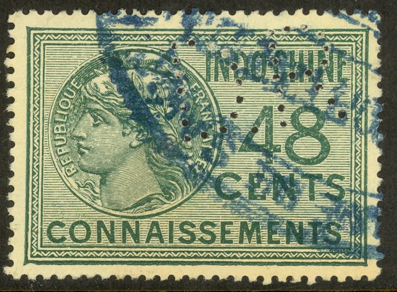 FRENCH INDO-CHINA 1911 48c CONNAISSEMENTS REVENUE w PERFIN VFU