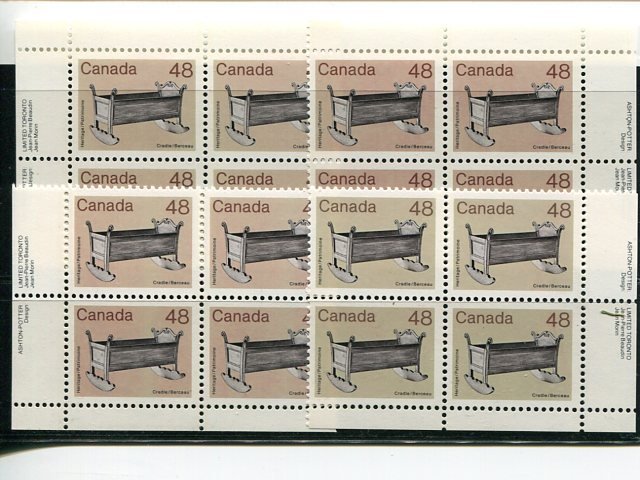 Canada #929i  M/S Plate Blocks  with color error  NH     - Lakeshore Philatelics