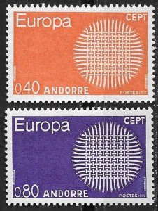 Andorra-French # 196-97  Europa 1970 (2) Mint NH