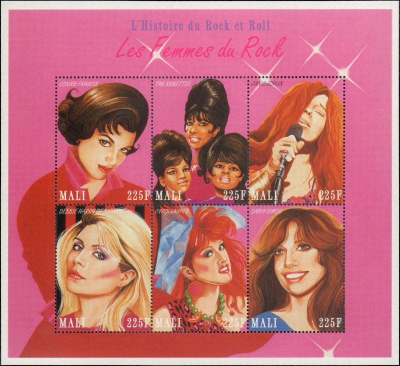 Mali #729, Complete Set, Sht of 6, 1995, Music, Never Hinged